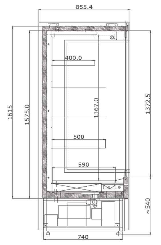 Wandkühlregal - 1100mm - mit LED-Beleuchtung, Glastüren & 4 Ablagen