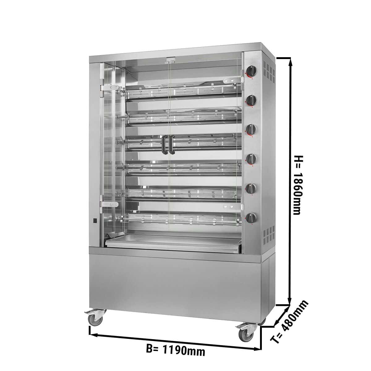 Gas Hähnchengrill - 35,3kW - mit 6 Spießen für bis zu 36 Hähnchen