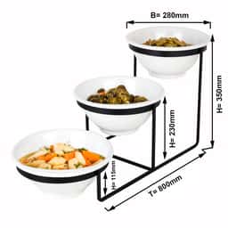 Etažér / Bufetový stojan - vč. 3 melamínových misek - kulatých 