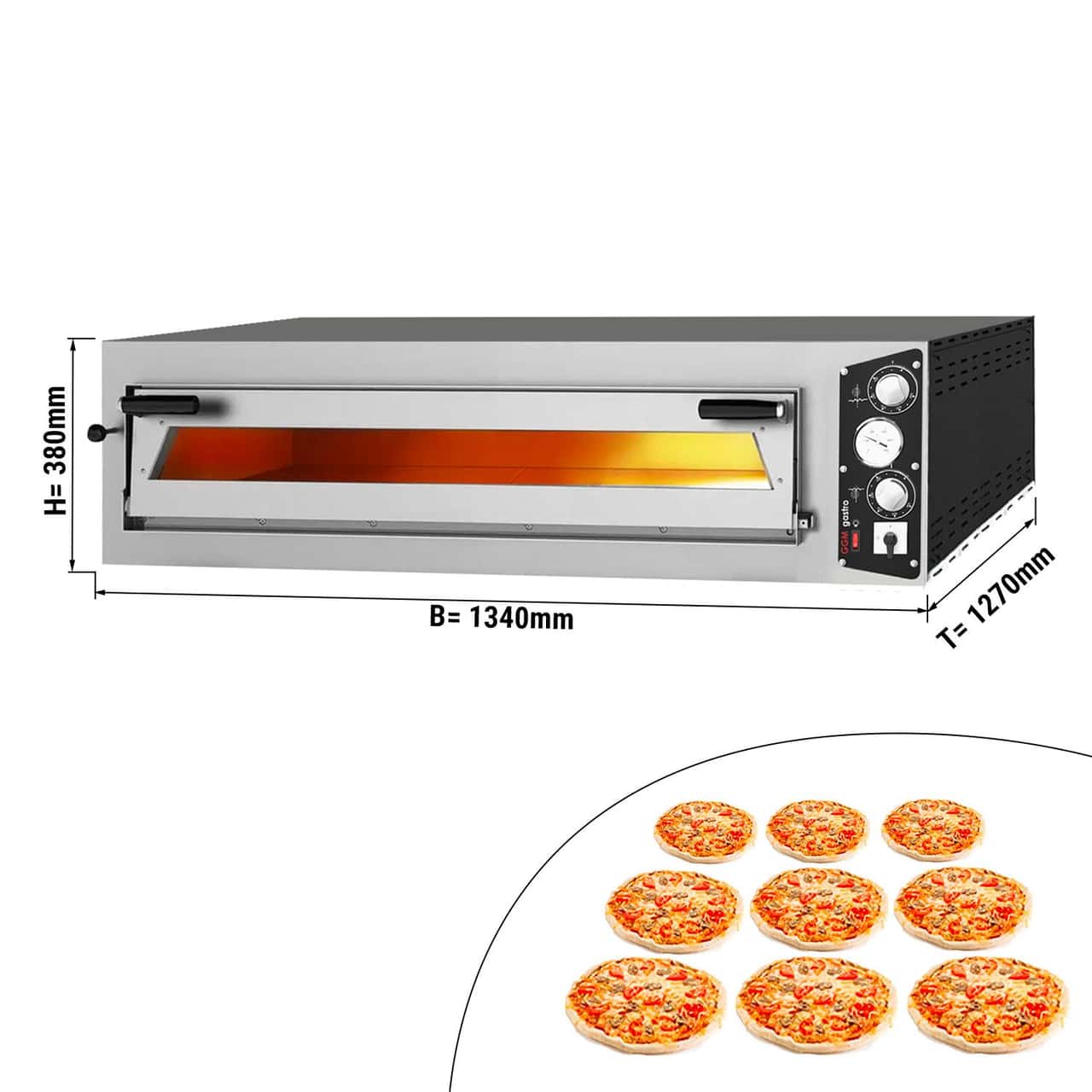 Elektro Pizzaofen - 9x 34cm (Breit) - Manuell