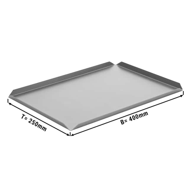 (5 Stück) Konditorei- & Präsentationsplatte aus Aluminium - 400x250x10mm - Silber