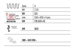 Sporák s varnou deskou 9 kW + statická elektrická trouba 7,5 kW