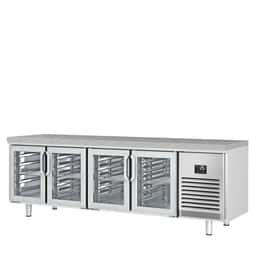 Bäckereikühltisch Premium PLUS - 2752x800mm - 4 Glastüren & Granitarbeitsplatte