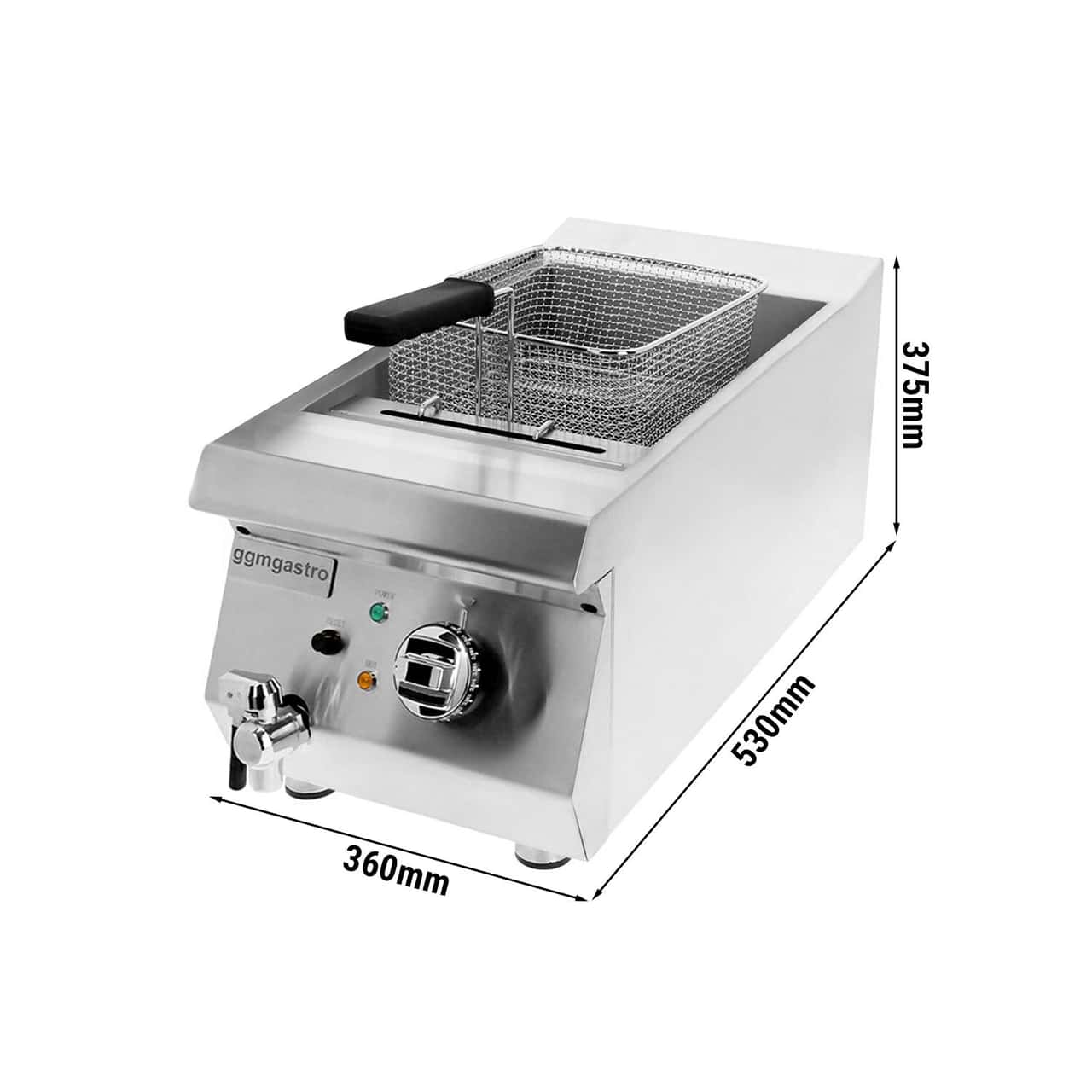 Fritteuse - 13 Liter - 4,5 kW - mit Ablasshahn