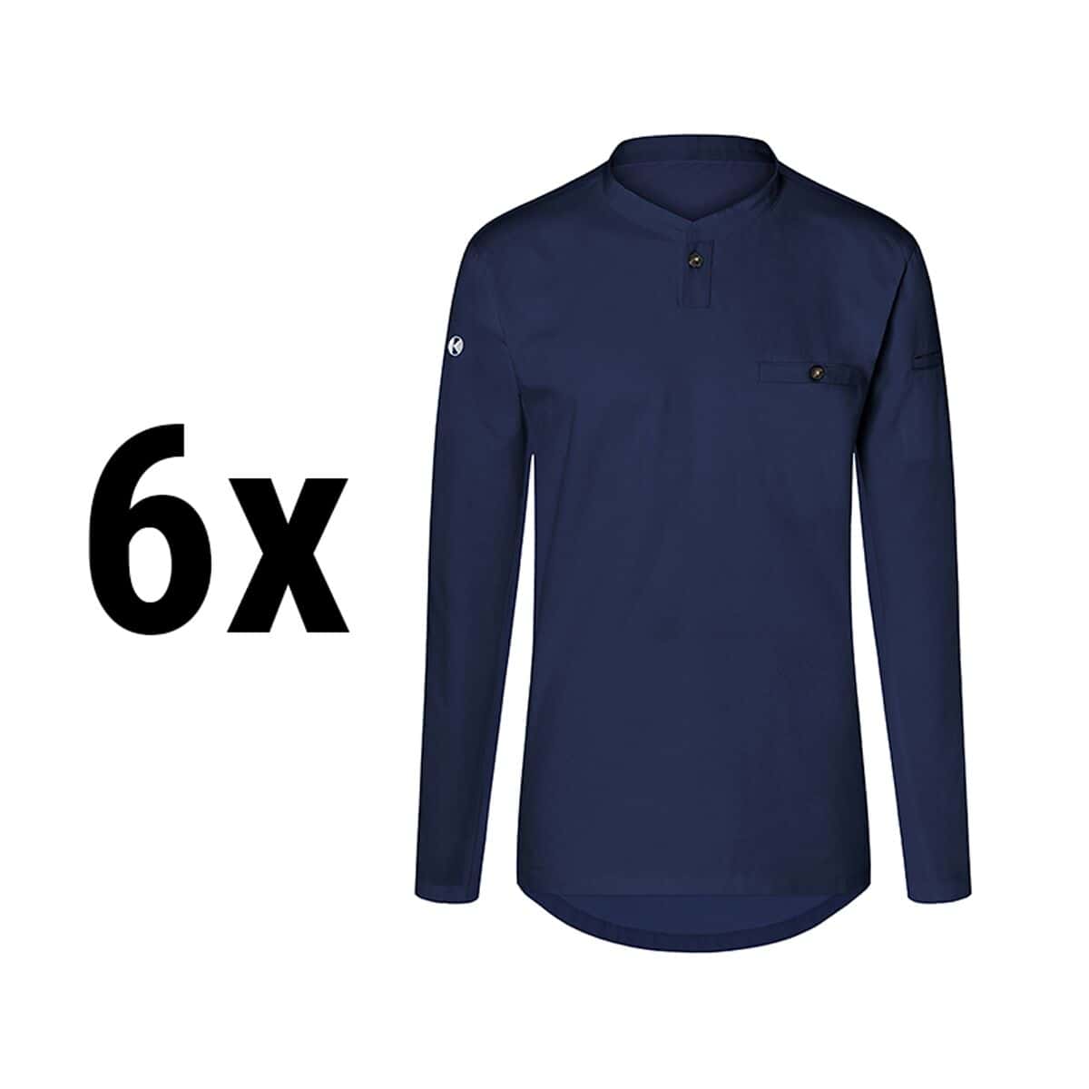 (6 Stück) KARLOWSKY | Langarm Herren Arbeitsshirt Performance - Marine - Größe: 4XL