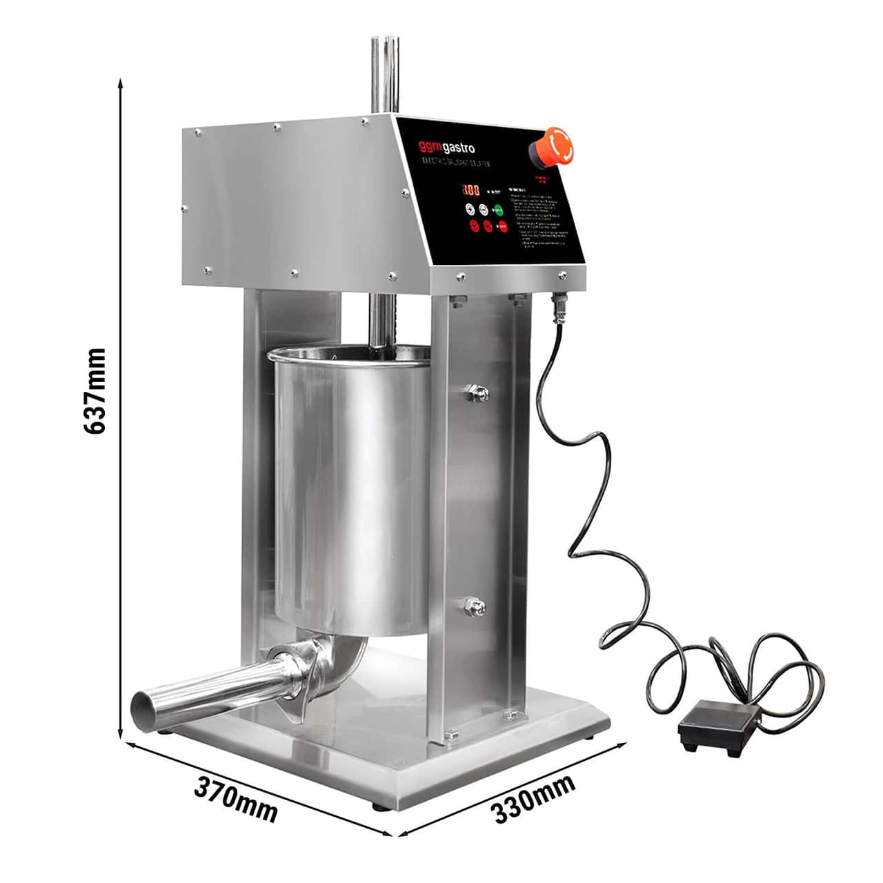 Elektrischer Wurstfüller - 10 Liter - 90 Watt - Edelstahl