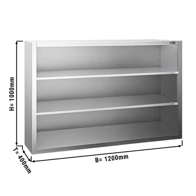 Edelstahl Wandhängeschrank PREMIUM - 1200x400mm - ohne Schiebetür - 1000mm hoch