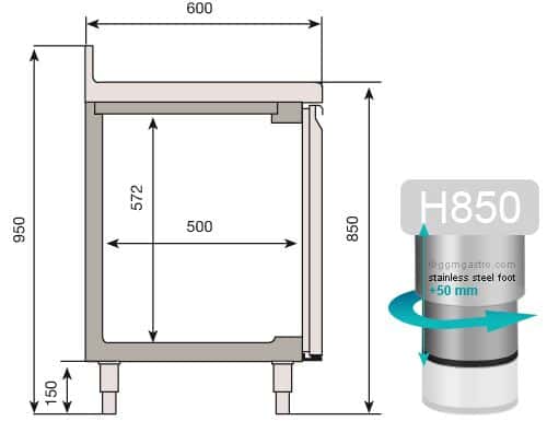 Kühltisch Premium PLUS - 1468x600mm - mit 2 Glastüren & Aufkantung