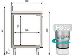 Kühltisch Premium PLUS - 1468x600mm - mit 2 Glastüren & Aufkantung