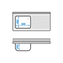 Spülschrank PREMIUM - 1200x600mm - mit 1 Becken links