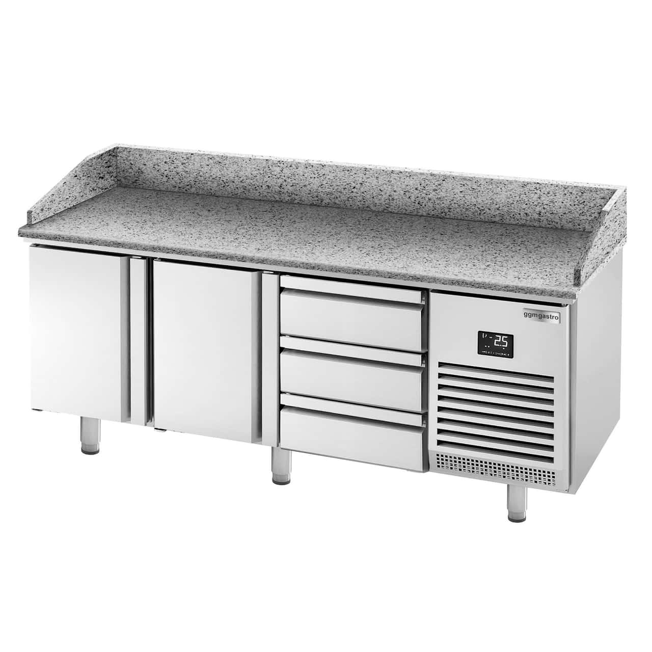 Pizza preparation table  Premium PLUS- 1980x700mm - with 2 doors & 3 drawers