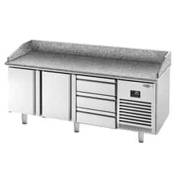 Pizza preparation table  Premium PLUS- 1980x700mm - with 2 doors & 3 drawers