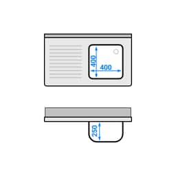 Spülschrank PREMIUM - 1000x600mm - mit 1 Becken rechts