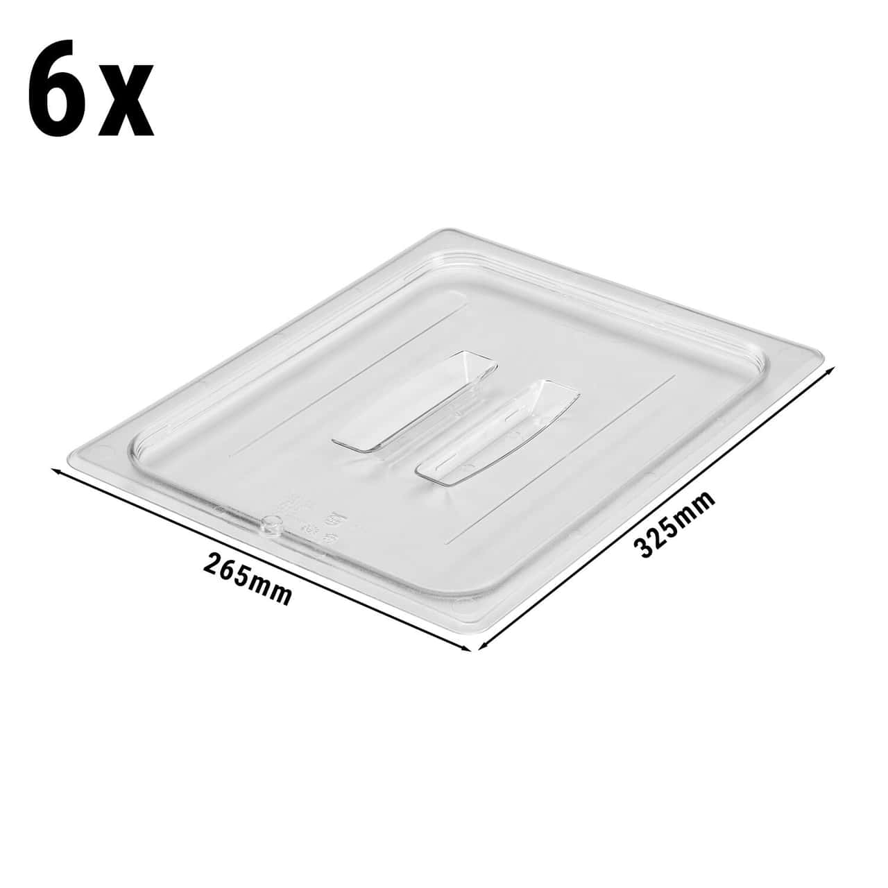 (6 Stück) CAMBRO | CAMWEAR® -  Polycarbonat GN-Deckel 1/2 - mit Griff - Clear