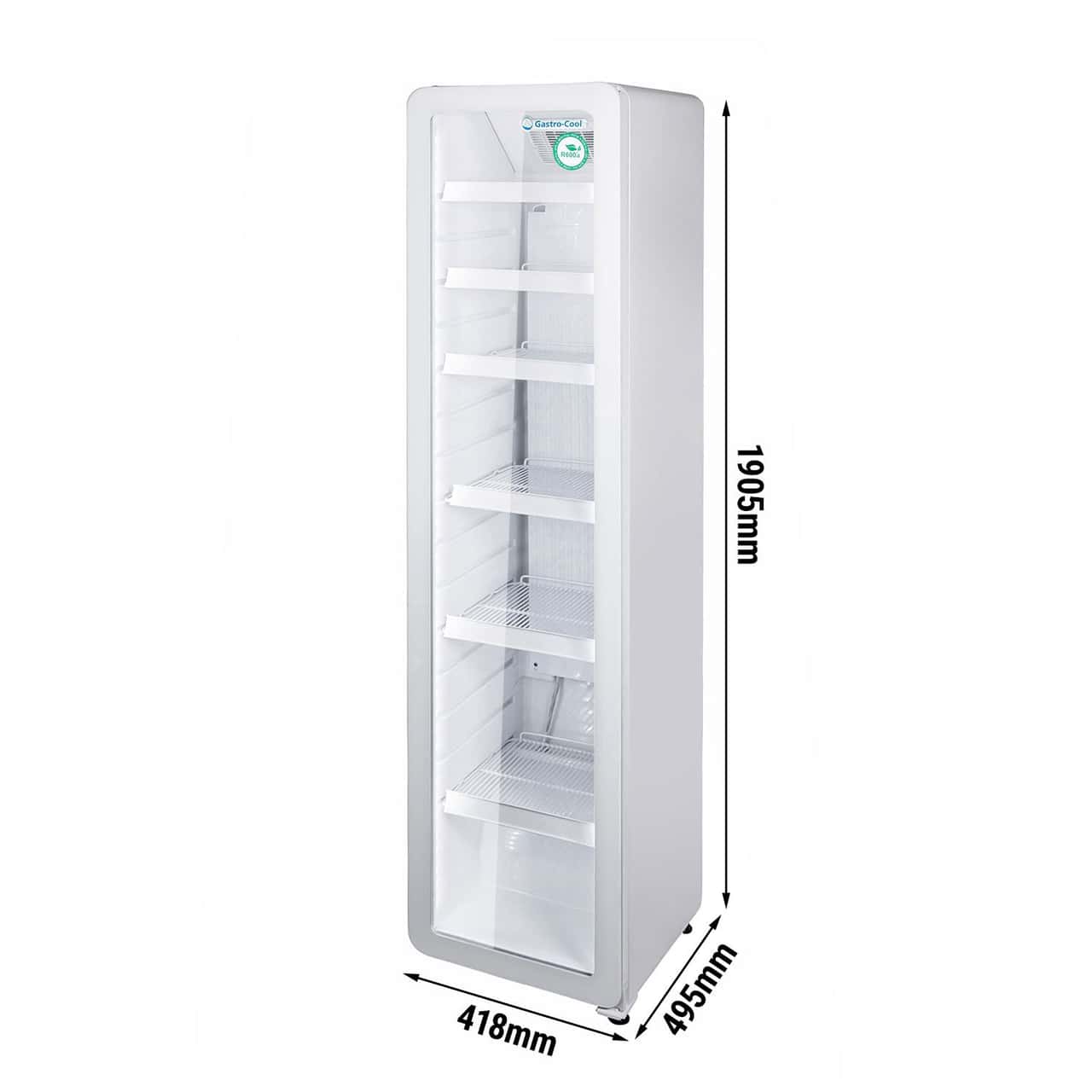 GASTRO-COOL | Glastürkühlschrank - 220 Liter - schmal - 1 Glastür - Weiß