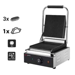 Kontaktgrill - 1,8 kW - oben & unten Gerillt - Grillfläche: 235x225mm