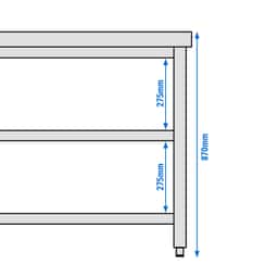 Edelstahl Arbeitstisch PREMIUM - 2000x800mm - mit Grundboden & Verstrebung