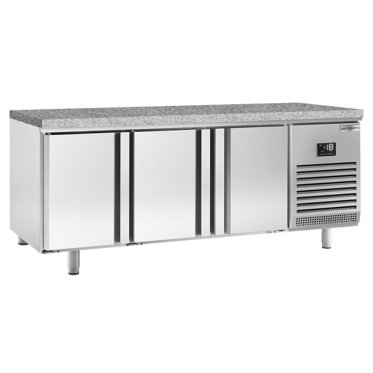 Bäckereitiefkühltisch Premium PLUS - 2185x800mm - mit 3 Türen & Granitarbeitsplatte