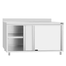 Stainless steel work cabinet ECO - 1600x600mm - with sliding door and backsplash