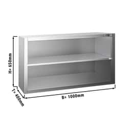 Edelstahl Wandhängeschrank PREMIUM - 1000x400mm - ohne Schiebetür - 650mm hoch