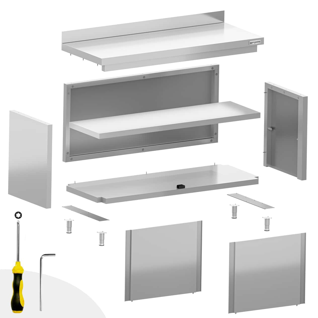 Edelstahl Arbeitsschrank ECO - 1800x700mm - mit Schiebetür und Aufkantung