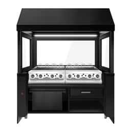 Gasgrill TORONTO - 1900mm - Holzfront - schwarze Granit-Arbeitsplatte - Hitzeschutzglas