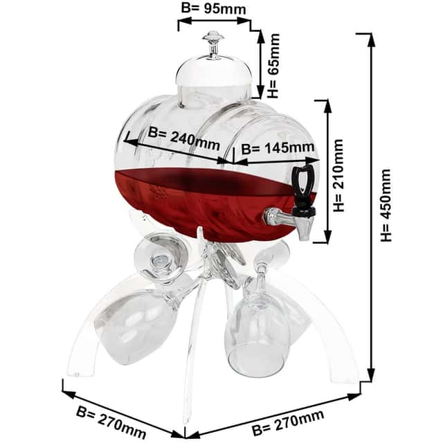 Weinspender - 4 Liter - Weiß - inkl. 4 Weingläser