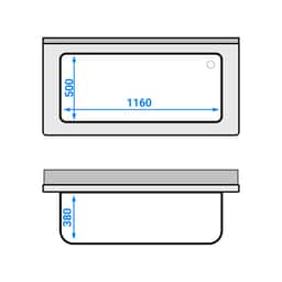 Topfspültisch - 1400x700mm - mit Grundboden & 1 Becken