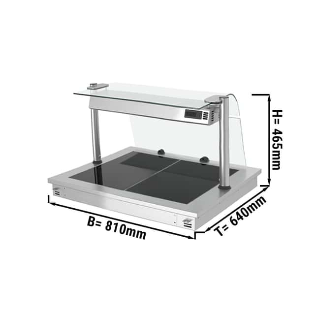 Einbau Warmhalteplatte - 0,8m - 2x GN 1/1 - mit Glas-Hustenschutz