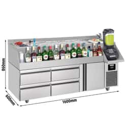 Bar- & Getränkekühltisch - 1600x600mm - 235 Liter - mit 1 Tür, 4 Schubladen & Ablagen