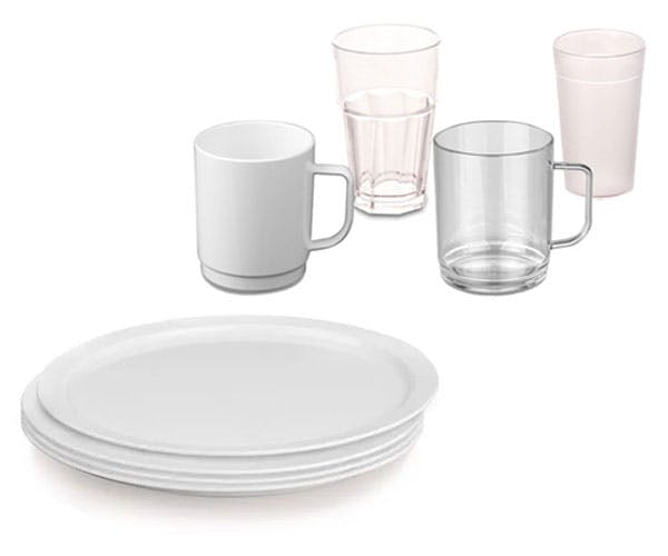 Polykarbonátové sklenice, šálky & talíře