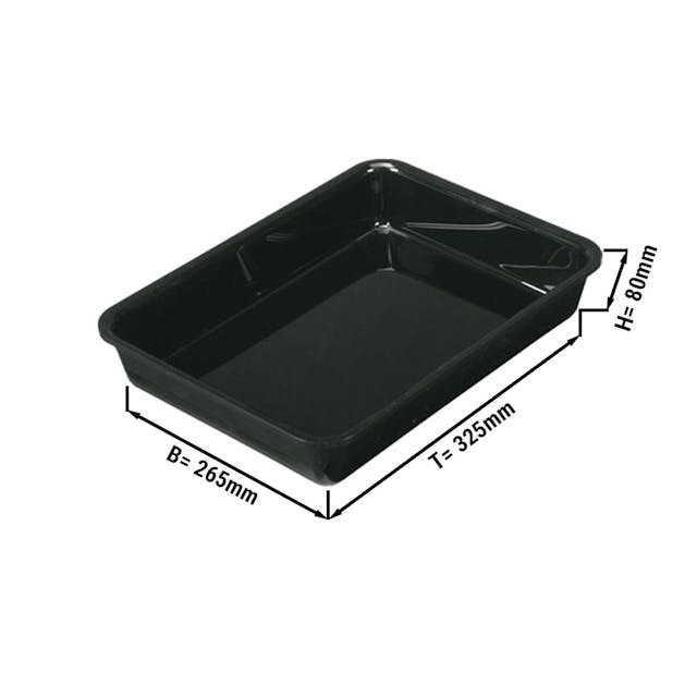 Obdélníkový prezentační nádoba GN 1/2 - černá - bez BPA - 265 x 325 x 80 mm | Nádoba na maso | Prezentační nádoba| Nádoba na pokrmy | Mísa | Přípravná nádoba