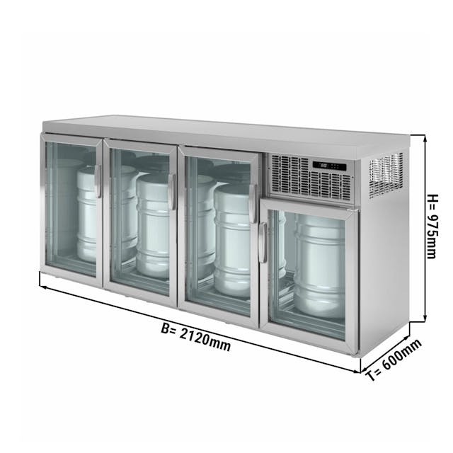 Chladicí box na sudy - 2,1 x 0,6 m - se 4 skleněnými dveřmi