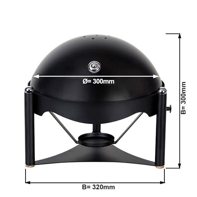 Chafing dish - round - black - with roll-top lid