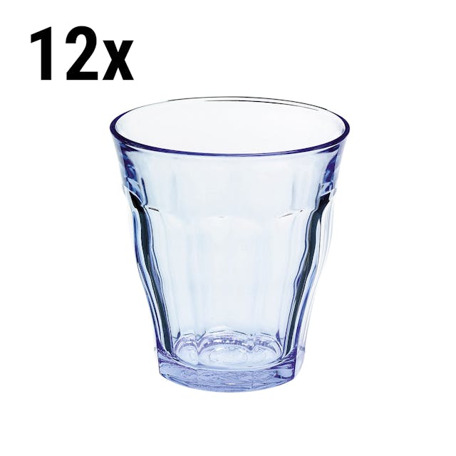 (12 Kusů) Duralex univerzální sklenice na pití - ISTANBUL - 220 ml - modrá-transparentní 