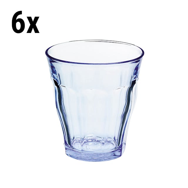 (6 Kusů) Duralex univerzální sklenice na pití - ISTANBUL - 220 ml - modrá-transparentní