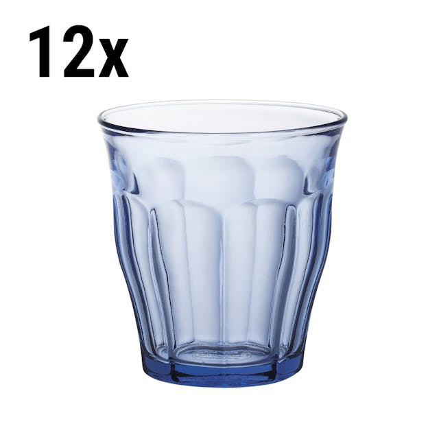 (12 Kusů) Duralex univerzální sklenice na pití - ISTANBUL - 250 ml - modrá -transparentní
