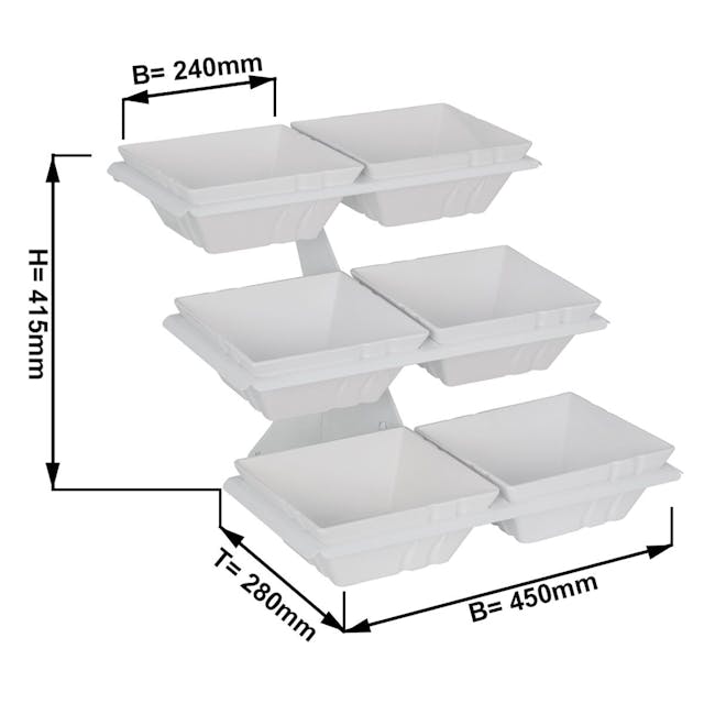 Etagerie / buffet stand - incl. 6 melamine bowls - angular