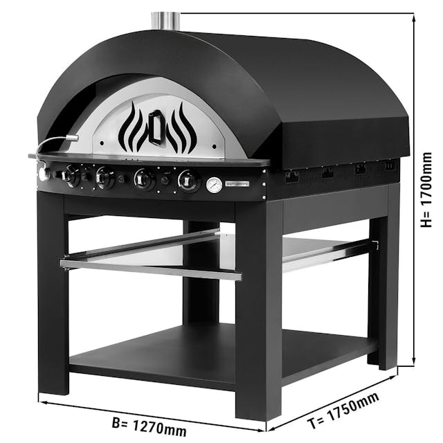 Gas pizza oven - Black - 11x 25cm - Manual - incl. stand