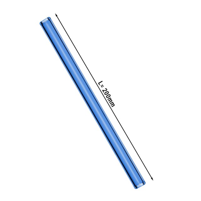 (50 Kusů) Skleněná brčka na pití v modré barvě - 20 cm - rovná - vč. nylonového čisticího kartáčku