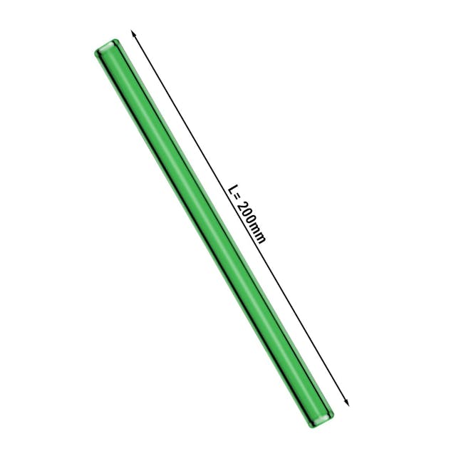 (50 Kusů) Skleněná brčka na pití v zelené barvě - 20 cm - rovná - vč. nylonového čisticího kartáčku