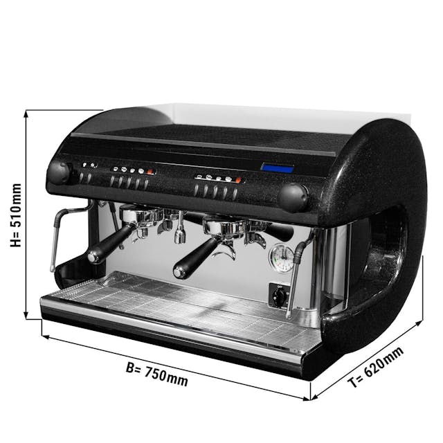 Portafilter / kávovar na espresso - 2 páky - černý