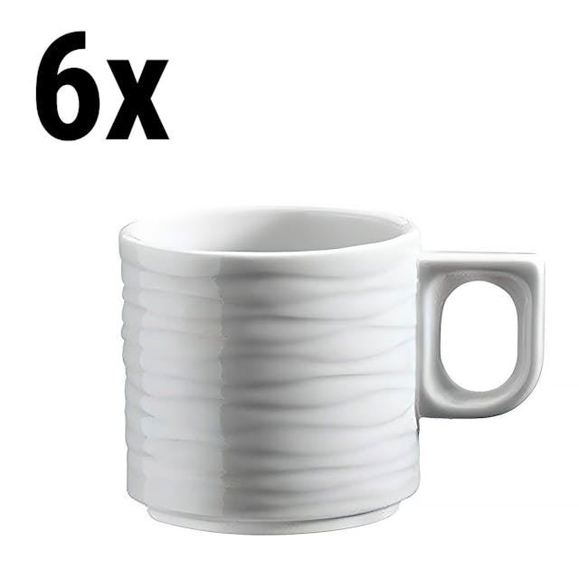 (6 Kusů) SEA WAVE - Šálek na kávu/čaj - se strukturou na povrchu - 230 ml