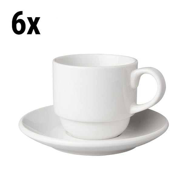 (6 pieces) Coffee cups + saucers Mammoet - 20 cl - White