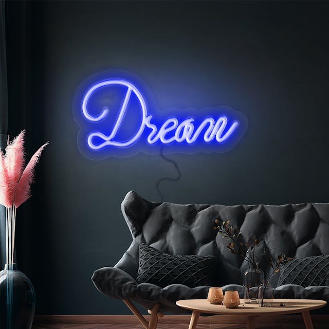  Světelný nápis LED - Dream - modrý - 420x180mm