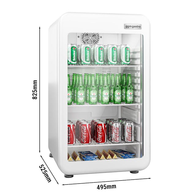 Mini barová lednice - 113L - s 1 skleněnými dveřmi - bílá