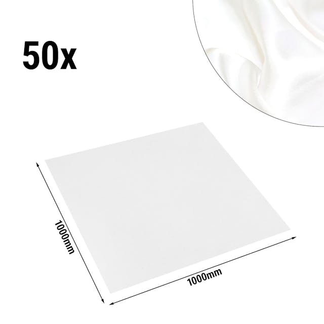 (50 Kusů) Damast ubrus Porto - hladký satén - 100 x 100 cm - bílý