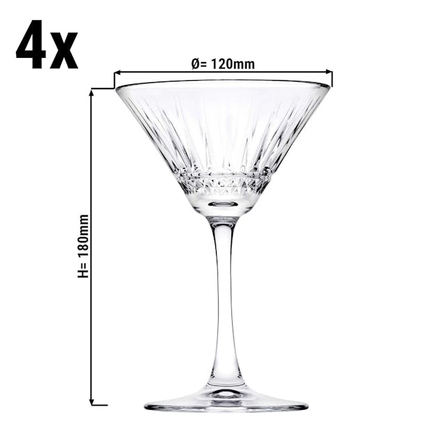 (4 Kusů) Sklenice na Martini - ELYSIA - 220 ml - transparentní