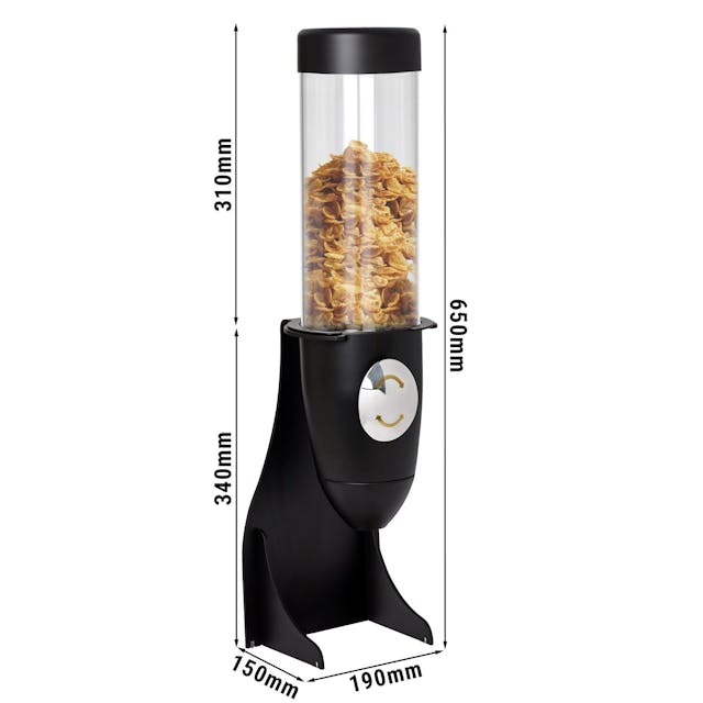 Muesli & Cornflakes Dispenser - Ø 115mm - Black - Rotary Dispenser