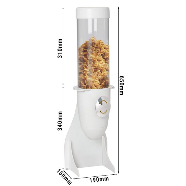 Muesli & Cornflakes Dispenser - Ø 115mm - White - Rotary Dispenser